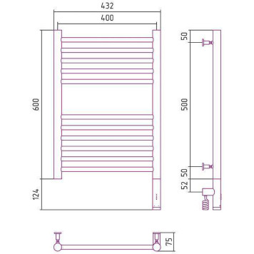 Сунержа Богема 3.0 Полотенцесушитель электрический 40x60h, прав., цвет: состар. латунь 051-5805-6040-1