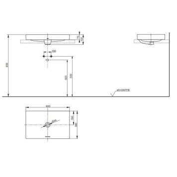 TOTO TR Lavatory Раковина 60x38x13.7 см, без отв., полувстраиваемая, с переливом, CeFiONtect, LinearCeram, цвет: белый-4