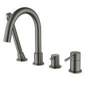 AQ1348BGM ЕВРОПА смеситель на борт ванны на 4 отв., оружейная сталь (шлиф. черный хром) AQ1348BGM