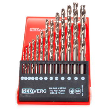 Набор сверл по металлу REDVERG 13 шт HSS-G, 1,5-6,5 мм.(500282)-1