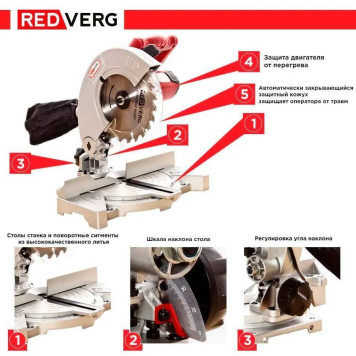 Пила торцовочная REDVERG RD-MS210-1250-5