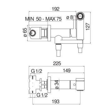 AV00600NLP Комплект для гигиенического душа встроенный (смеситель + гигиеническая лейка + шланг), никель AV00600NLP-1