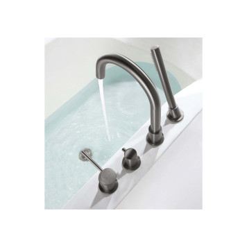 AQ1348BGM ЕВРОПА смеситель на борт ванны на 4 отв., оружейная сталь (шлиф. черный хром) AQ1348BGM-2