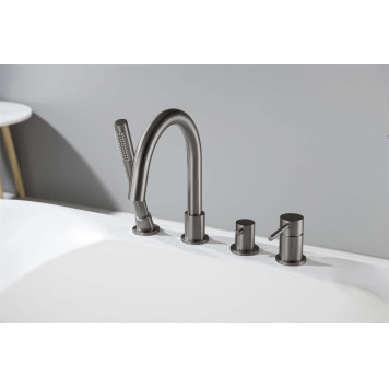 AQ1348BGM ЕВРОПА смеситель на борт ванны на 4 отв., оружейная сталь (шлиф. черный хром) AQ1348BGM-5