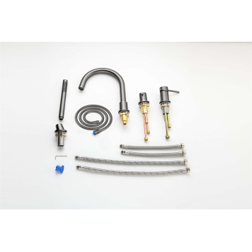 AQ1348BGM ЕВРОПА смеситель на борт ванны на 4 отв., оружейная сталь (шлиф. черный хром) AQ1348BGM-9