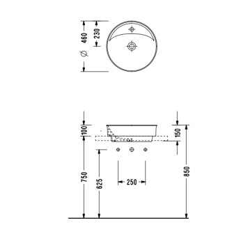 2058TXS110H MINIMAL круглая раковина для установки на столешницу 46х46 см, Serel 2058TXS110H-1