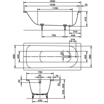 Ванна Saniform Plus Мод.372-1 160х75х41 белый + easy-clean 112500013001-1