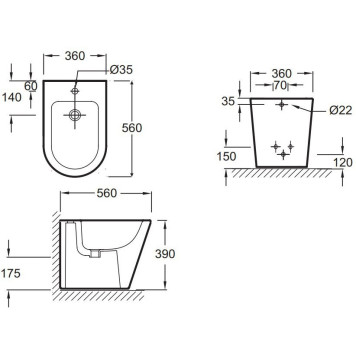 EBJ0002-00 RODIN Напольное биде EBJ0002-00-1