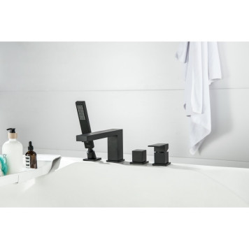 AQ1648MB ЛИБРА смеситель на борт ванны на 4 отв., матовый черный AQ1648MB-4