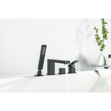 AQ1648MB ЛИБРА смеситель на борт ванны на 4 отв., матовый черный AQ1648MB-6