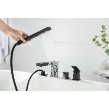 AQ1648MB ЛИБРА смеситель на борт ванны на 4 отв., матовый черный AQ1648MB-7