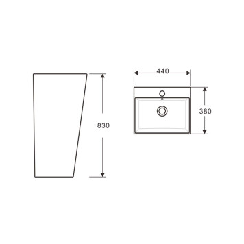 AQ4401-00 Умывальник пьедестальный Aquatek Optima Square 440x380x835 AQ4401-00-4
