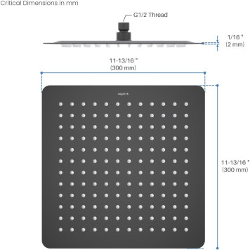 AQ2074MB квадратный верхний душ 3003002 мм, матовый черный AQ2074MB-7