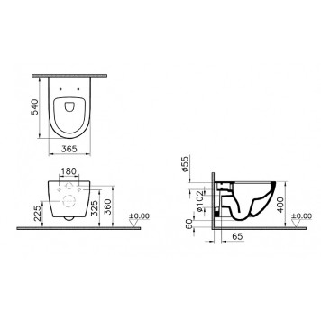 7748B083-0101 Безободковый подвесной унитаз VitrA Sento, цвет Матовый черный (НУЖНА КРЫШКА 120-483-009) 7748B083-0101-1