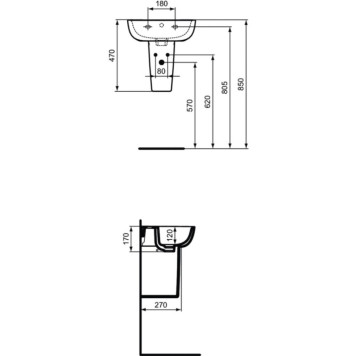 T290301 ESEDRA Полуколонна для умывальника ESEDRA Guest (45 см), с крепежом TT0257919 T290301-2