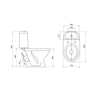 1P2054S0000BF Унитаз-компакт Прайм белый, сидение полипропилен (арт. 188012S0020B0), кос вып 1.P205.4.S00.00B.F-5