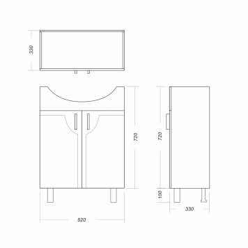 ИДЕАЛ Тумба напольная 520х820х330, бел (подходит умывальник мебельный Реал 56) IDLSACW56013F1-1