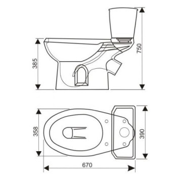 43355110202 Унитаз-компактЭлиссаСтандарт/ синий, нижний подвод воды, косой выпуск (старый арт. 43355130202) 43355110202-1