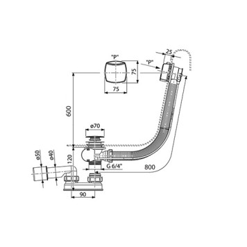 Сточный комплект хром II 800мм (квадратный) X01506-2