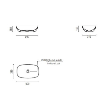 978311 NUBES Раковина 60х38, накладная, цвет белый 978311-2