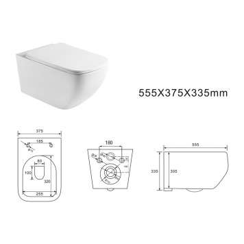 AQ1537T-00 МЕДЕЯ Унитаз подвесной TORNADO безободковый 555375335, тонкое сиденье с механизмом плавного закрывания, крепеж AQ1537T-00-2