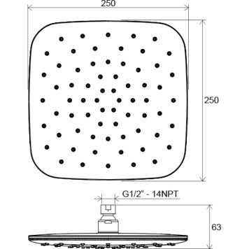 Верхний душ квадратный 250 мм 983.00 хром X07P574-2