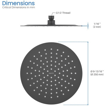 AQ2073MB круглый верхний душ 2502 мм, матовый черный AQ2073MB-8