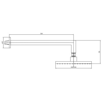 102145031C1EX TIERA квадратный верхний душ с держателем 200x200 мм матовый черный 102145031C1EX-1