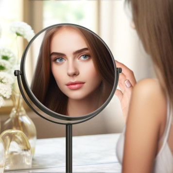 AQ4914MB зеркало косметическое настольное 5х, матовый черный AQ4914MB-6