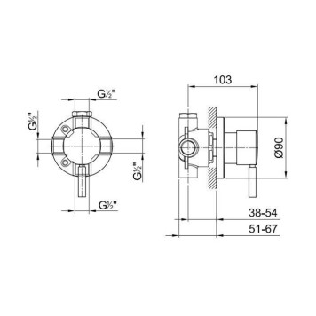 Fantini Nostromo Переключатель на 2 потока, 1/2 apos; apos;, цвет: хром. 19 00 1678A, 50 02 1678B-1