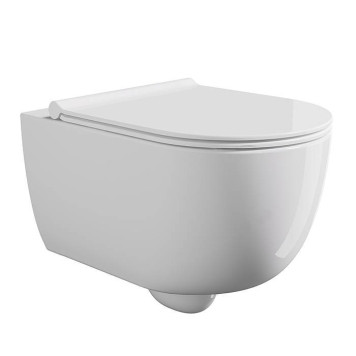 Alice Unica Унитаз 52х35см., подвесной, безободковый, смыв aliflush+, с сиденьем микролифт, с креплением, цвет: белый глянцевый. 32254101SET