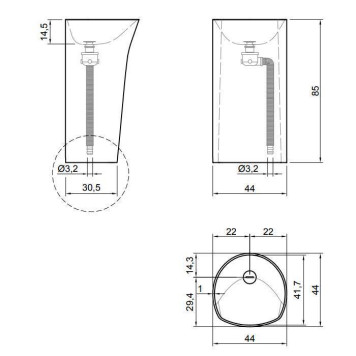 Antonio Lupi Rilievo Раковина 44х44х85 см, без отв., напольная, цвет: Pietra Luna-6
