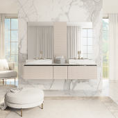 VITAGE milldue edition FOUR SEASONS Тумба подвесная 180х56х35см, с мраморной столешницей, с 2 раковинами, отделка: agata leather. 9502,  3503.413,  3528.413,  3495.413.SX,  3495.413.DX,  4354.180.T06.2,  9262.T06.3