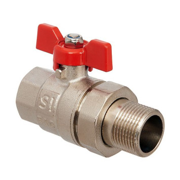 Кран шаровой латунный Smart Install ВР/НР 3/4 с американкой бабочка. 57152S-1