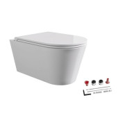 Alice Hide Round Унитаз 57х37см., подвесной, безободковый, с сиденьем и крышкой с микролифтом, с набором для крепления, цвет: белый глянцевый. 31170101SET