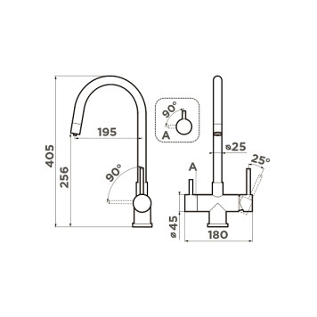 Omoikiri Akita-GB Смеситель для кухни с возможностью подключить фильтр, цвет: графит 4994354-1