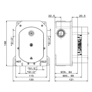 Kerama Marazzi Универсальная внутренняя часть для термостатического смесителя на 2 потока для душа-1