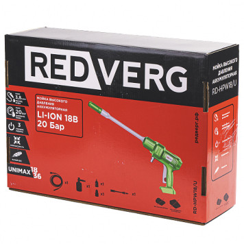 Мойка высокого давления аккумуляторная REDVERG RD-HPW18/U (без акк, без з/у)-10