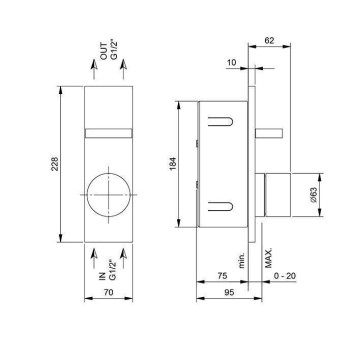Fantini AK/25 Смеситель для душа, встраиваемый, наружная часть, цвет: Matt Gun Metal PVD-1