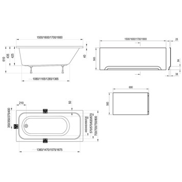 Ravak Chrome Ванна 180х80см, встраиваемая, цвет: белый. CE21000000-9