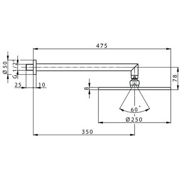 CISAL LESS NEW Верхний душ D250 мм с настенным держателем L350 мм, цвет: черный матовый-1