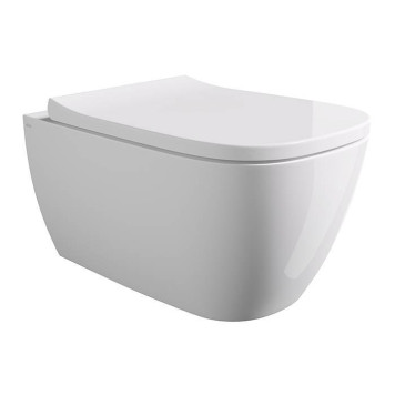 Alice Wunder Унитаз 53х31см., подвесной, безободковый, смыв aliflush+, с сиденьем и крышкой с микролифтом, с креплением Fischer WB-KliX, цвет: белый глянцевый. 45000101SET-1