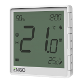 Терморегулятор, ENGO, беспроводной, белый, с модулем Zigbee, с аккумулятором, со встроенным датчиком влажности,с возможностью подключения датчика пола