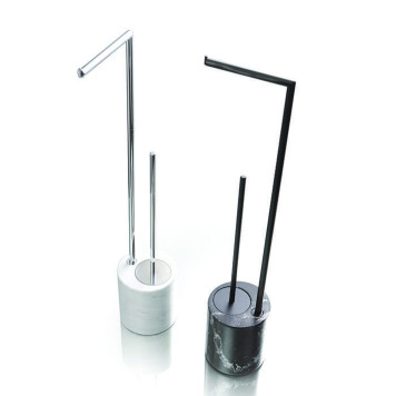 Bertocci Carrarino Набор напольный; держатель т/б и ершик, подставка мрамор Carrara, цвет: хром-3