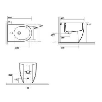 Kerasan Flo Биде напольное 48см., приставное, 1 отв., цвет: белый. 312701-3