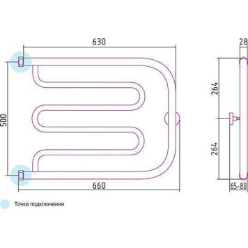 Сунержа Лира Полотенцесушитель водяной 65x50h, цвет: без покрытия 00-0011-5065-2
