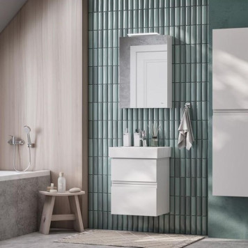 Roca Oleta Зеркальный шкаф 50х70см, DX, c LED-светильником, цвет: белый матовый. A857644501-4