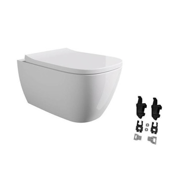 Alice Wunder Унитаз 53х31см., подвесной, безободковый, смыв aliflush+, с сиденьем и крышкой с микролифтом, с креплением Fischer WB-KliX, цвет: белый глянцевый. 45000101SET