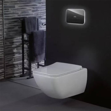 VilleroyBoch Venticello Унитаз подвесной 375*560*330, безободковый, в комплекте сиденье SlimSeat Line, микролифт, цвет альпийский белый. 4611RL01-1