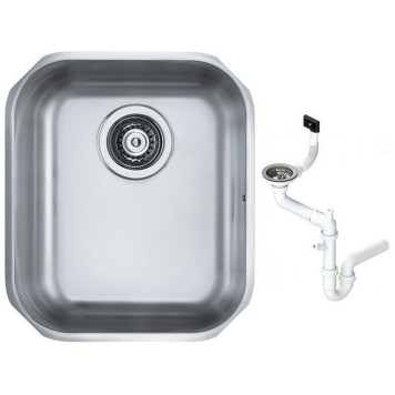 Alv 1009013 Variant 40 Мойка U, 1 чаша, 0,8 мм, SAT, 3½ 340х400х180 мм+сифон 1130550, 1009013